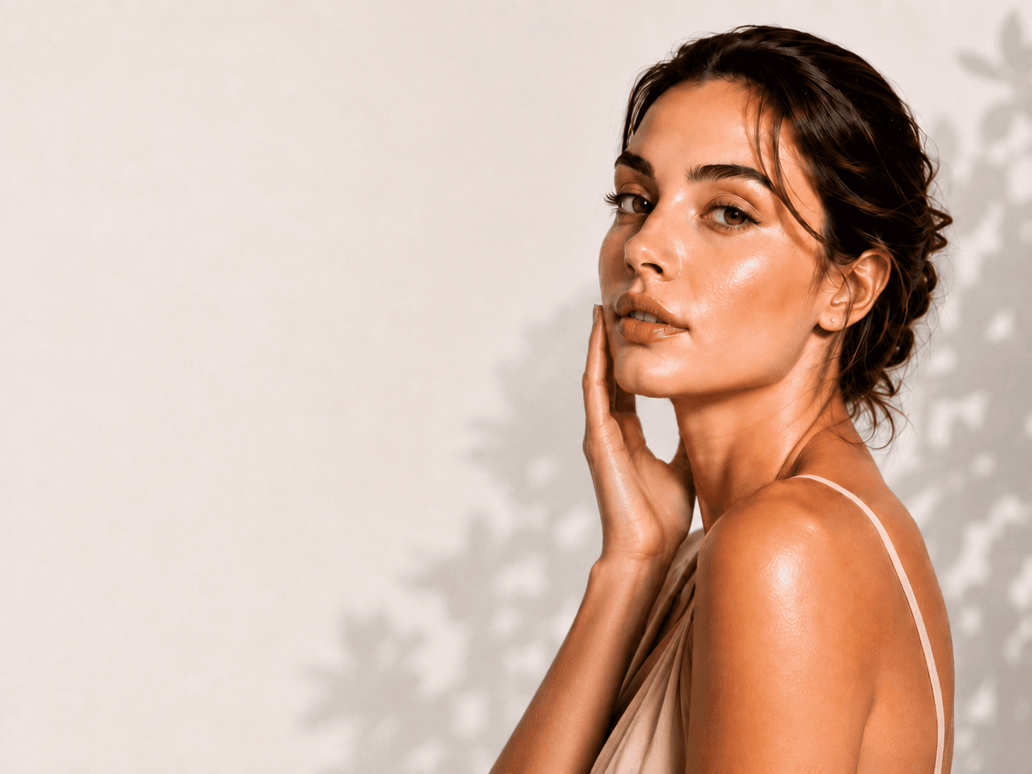 Woman with radiant, natural skin